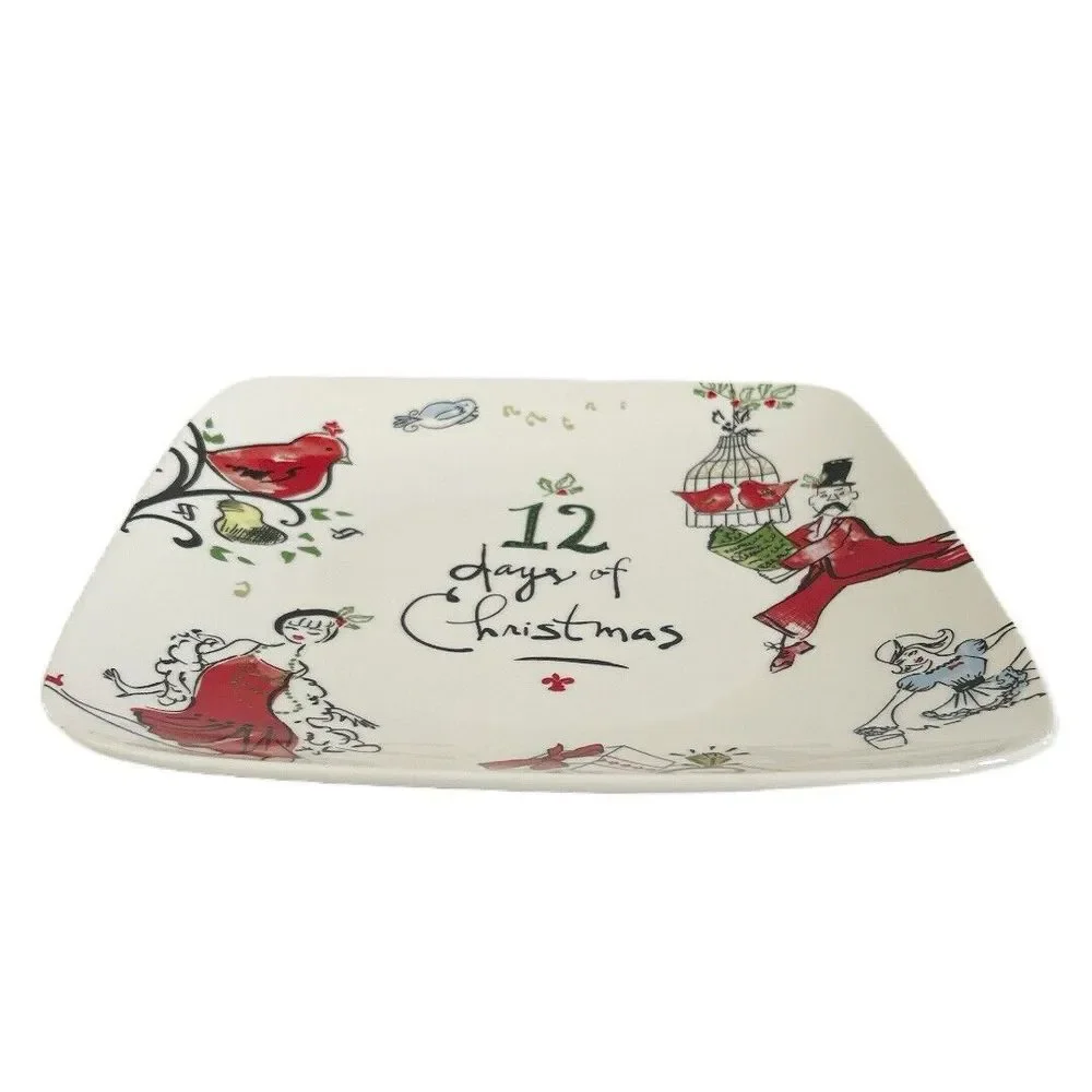 Lenox 12 Days of‎ Christmas Ceramic Square Dish Plate Platter 12.25 In #845814